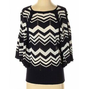 Size XS X-Small BOSTON PROPER NAVY CHEVRON BATWING SOFT KNIT TOP Shirt‎ Blouse